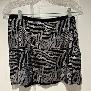 Theory Black and Silver Sequin Mini Skirt